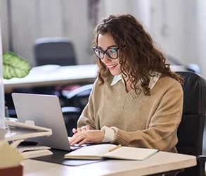 Woman working on laptop